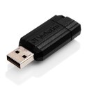 Verbatim USB flash disk, USB 2.0, 8GB, PinStripe, Store N Go, czarny, 49062, USB A, z wysuwanym złączem