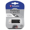 Verbatim USB flash disk, USB 3.0, 128GB, PinStripe, Store N Go, czarny, 49319, USB A, z wysuwanym złączem