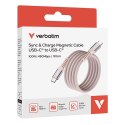 Verbatim USB kabel USB C (M) - USB C (M), 100W, 1.2m, magnetyczny, różowy, box, 31857