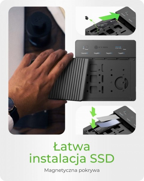 Duplicator (klonowanie 1:3) dla NVMe M.2 SSD IB-4013MCL-C4 4-Bay USB4