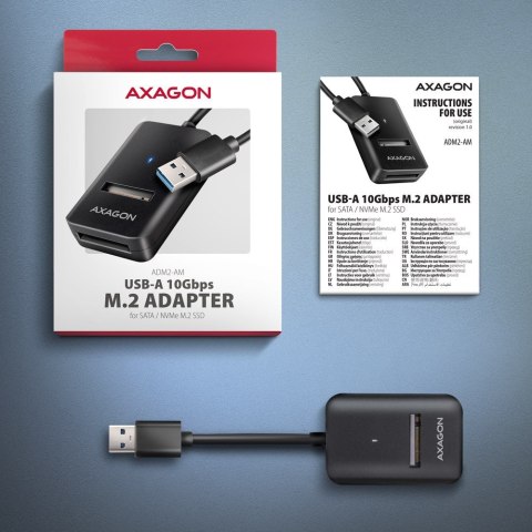 ADM2-AM Adapter USB3.2 Gen 2 M.2 NVMe/SATA SSD 10Gbps 10cm USB-A cable