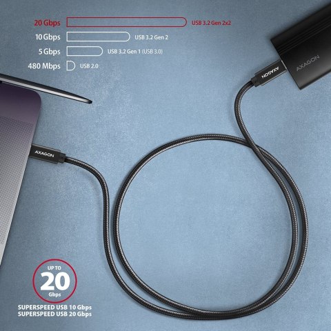 BUCM32-CM05AB Kabel USB-C - USB-C 3.2 Gen 2 0.5m, PD 100W, 5A, 4K HD, ALU, oplot, czarny