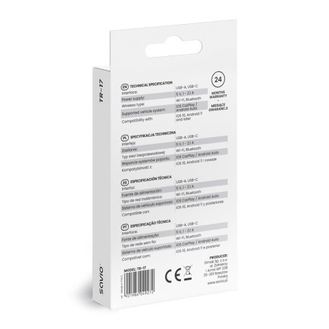 Adapter bezprzewodowy CarPlay & Android Auto TR-17