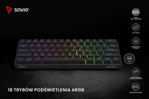 Klawiatura mechaniczna BLACKOUT X2 OUTEMU Peach Silent, Hot Swap