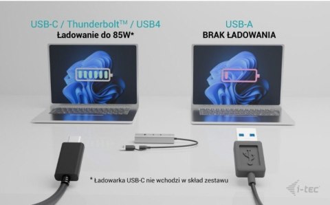 Uniwersalny metalowy ładujący HUB 2xUSB-C/2xUSB-A PD 85W