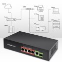 Przełącznik sieciowy SWITCH FAST ETHERNET PoE 4x RJ45 PoE 1x RJ45Uplink 1x SFP | 65W | 1000 Mb/s