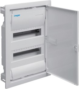 Rozdzielnica podtynkowa z drzwiami metalowymi, 2 rzędy, 24 moduły, IP30, HAGER Volta VU24NE