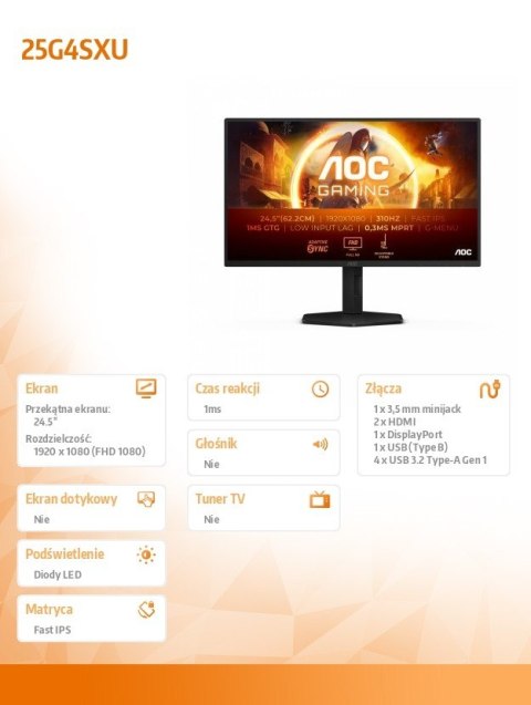Monitor 25G4SXU 24.5 cala 300Hz Fast IPS HDMIx2 DP Pivot