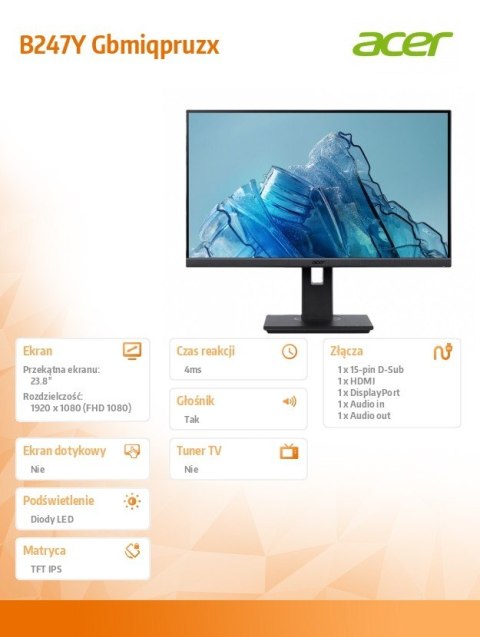 Monitor 23.8 cala B247YGbmiprx IPS/120Hz/4ms/VGA/HDMI