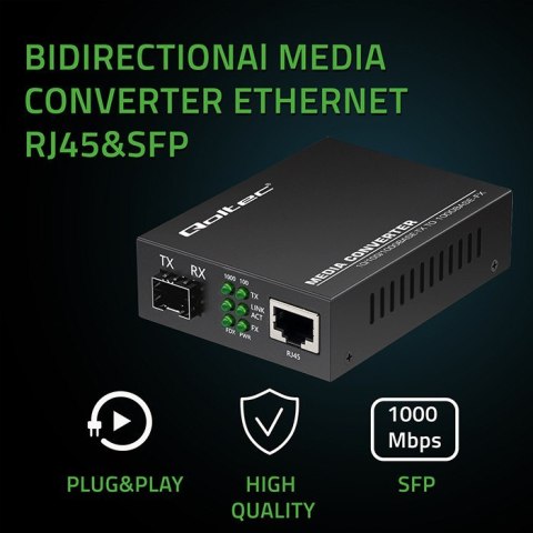 Dwukierunkowy Media Konwerter SWITCH Ethernet 1x RJ45 1x SFP | 1000Mb/s | 5V