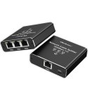 Rozdzielacz Splitter Ethernet mini SWITCH 1x3 RJ45 | 1000Mb/s | USB-C | Aluminium