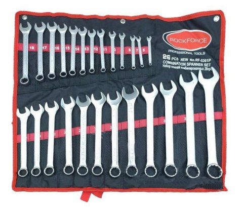 ROCKFORCE KLUCZ PŁASKO-OCZKOWY kpl.25el. (6-36mm)