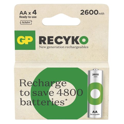 Akumulatorki R6/AA Ni-MH 2600mAh blister 4szt. GP RECYKO