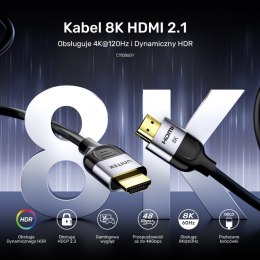 Kabel HDMI 2.1 8K 60Hz 1m; czarny; C11086GY01-1M