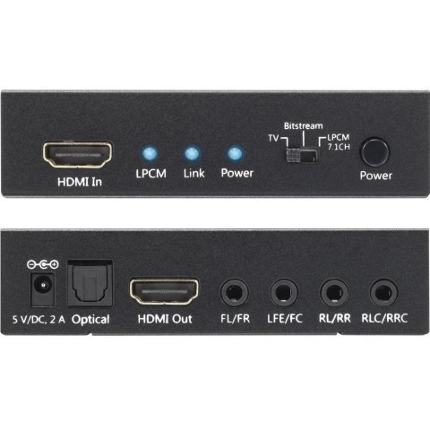 HDMI 4K audio extractor SPDIF Toslink, 4x Jack 3.5mm, LPCM 5.1CH / 7.1CH