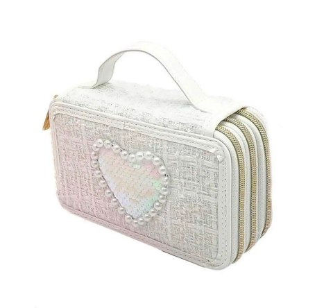 Piórnik tweedowy 3 poziomy biały