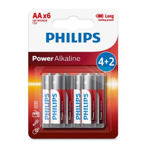 PHILIPS POWER Jednorazowa alkaliczna baterie AA, 6-pack