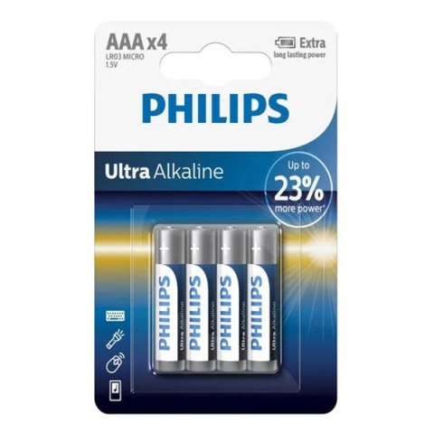 PHILIPS Jednorazowa alkaliczna baterie AAA, 4-pack