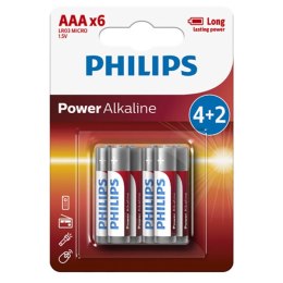 PHILIPS Jednorazowa alkaliczna baterie AAA, 6-pack
