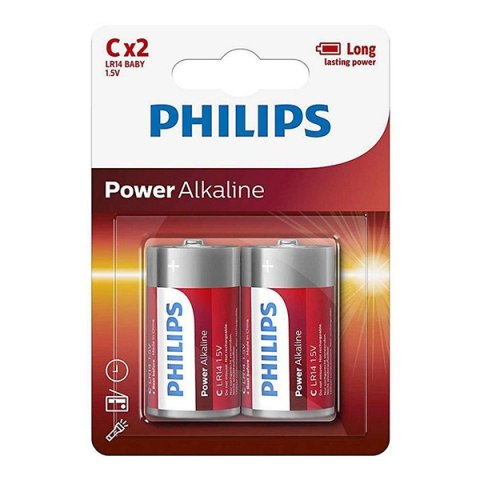 PHILIPS Jednorazowa alkaliczna baterie C, 2-pack