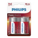 PHILIPS POWER Jednorazowa alkaliczna baterie D, 2-pack