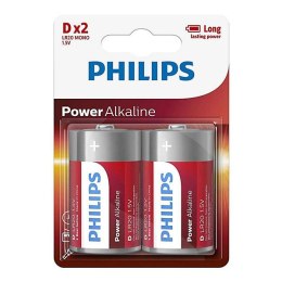 PHILIPS POWER Jednorazowa alkaliczna baterie D, 2-pack