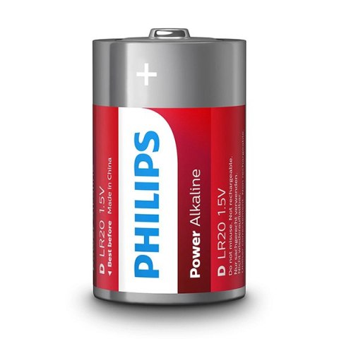 PHILIPS POWER Jednorazowa alkaliczna baterie D, 2-pack