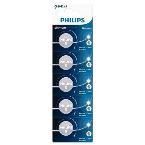 PHILIPS Jednorazowa litowa baterie CR2032, 5-pack