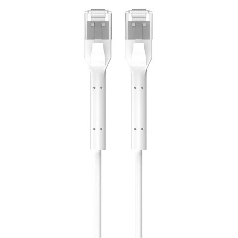 Patchcord kat.6a U/FTP 1Gbps miedź kabel sieciowy skrętka, łamana końcówka 0.5m biały