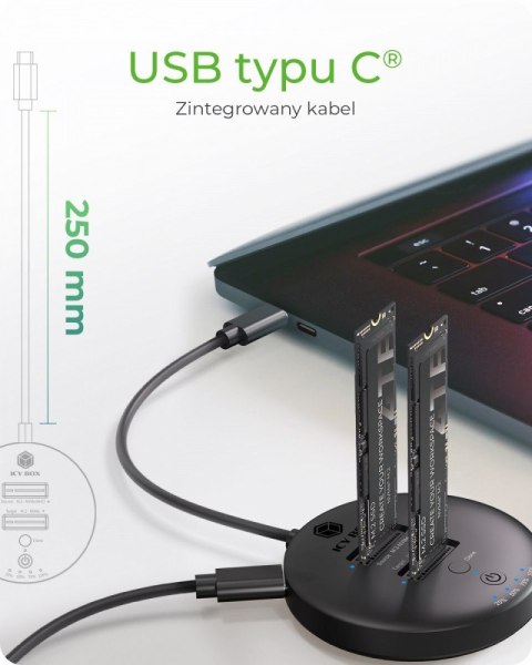 Stacja klonująca+dockująca dla 2xNVMe M.2SSD IB-1612MCL-C31