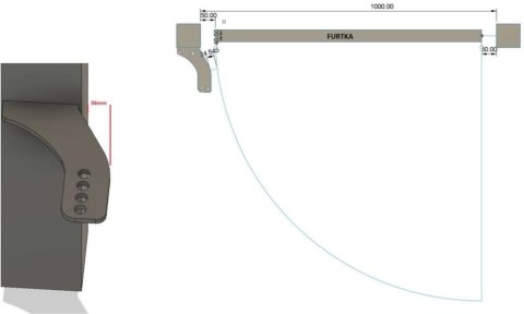 Uchwyty MOD.80/10/36 na słupek do napędów z otworami 10mm: Beninca, NICE, BFT Athos, DEA itd.