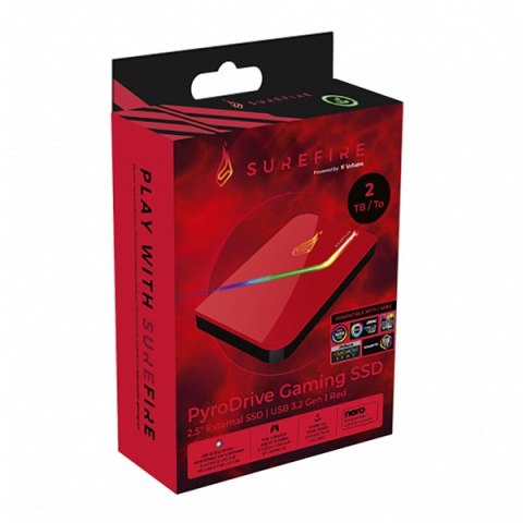 SSD Wewnętrzny SUREFIRE PYRODRIVE, 31825, 2000GB, Red, RGB, NVMe