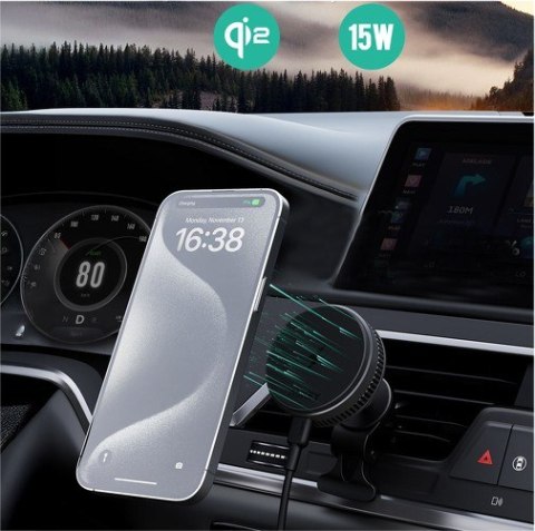 HD-MC13A Qi2 15W 3A chłodząca ładowarka bezprzewodowa samochodowa