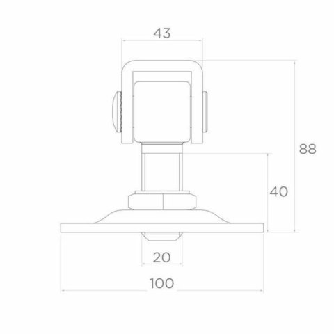 Zawias PSG 61.019.01 z szyldem 100x100x4mm - gwint M20 (regulowany, ucho ocynkowane)