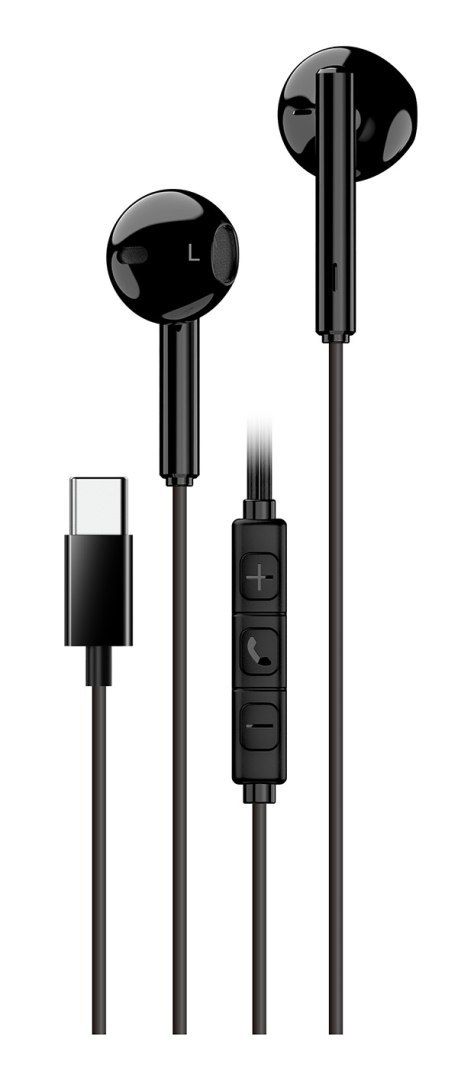 Genius HS-M366 słuchawki z mikrofonem, czarna, 360°obrotowy klips, USB Type-C