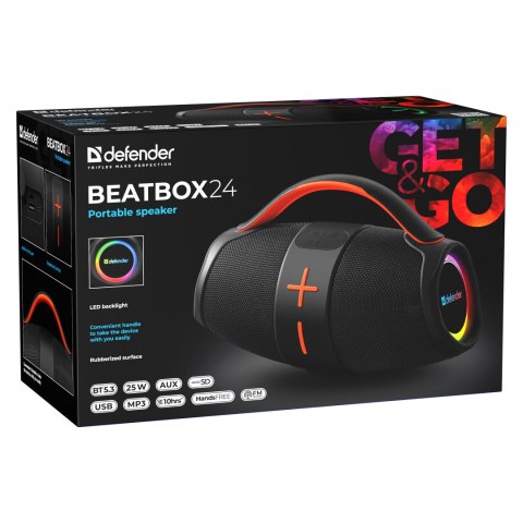 Defender głośnik BEATBOX 24, 25W, czarny, TWS, AUX/Bluetooth