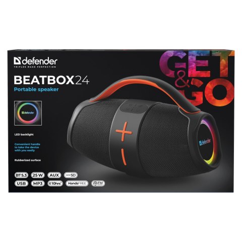 Defender głośnik BEATBOX 24, 25W, czarny, TWS, AUX/Bluetooth