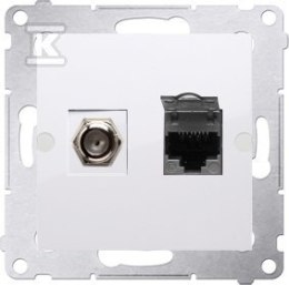 GNIAZDO ANTENOWE TYPU F RJ45 KAT.6BIAŁY