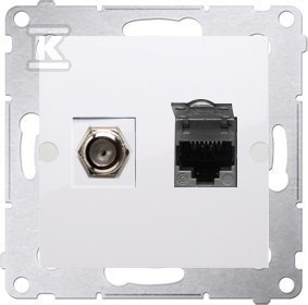 GNIAZDO ANTENOWE TYPU F RJ45 KAT.6BIAŁY