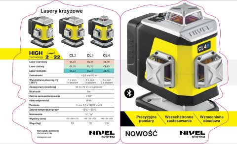 NIVEL SYSTEM LASER PŁASZCZYZNOWY CL4B 4x360° NIEBIESKI