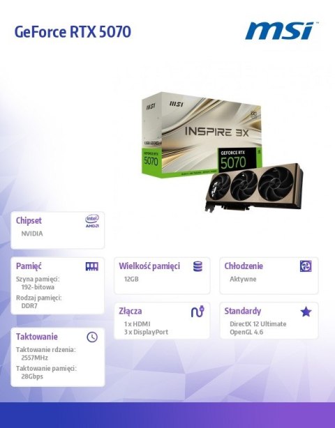 Karta graficzna GeForce RTX 5070 12G INSPIRE 3X OC
