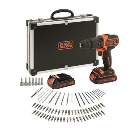 BLACK+DECKER WIERTARKO-WKRĘTARKA UDAROWA 18V 2x1,5Ah + 80szt. AKCESORIA