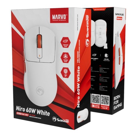 Marvo NIRO 60 Mysz biała, 12000DPI, Tri-Mode
