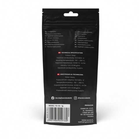 Pasta termoprzewodząca Glacier 13,5 W/mK, 1g TG-03