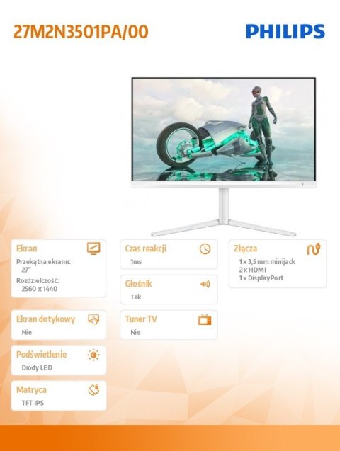 Monitor 27M2N3501PA 27 cali IPS 260Hz HDMIx2 DP Pivot Głośniki
