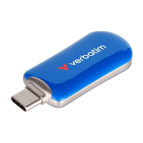 Verbatim USB flash disk, USB C, 256GB, Plectra, niebieski, 30234, USB C