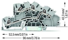 Złączka szynowa WAGO 2‑piętrowa 2,5mm2 L/L szara 2003‑7642 TOPJOBS 50szt