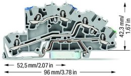 Złączka szynowa WAGO 3‑pietrowa 4mm2 N/L/PE szara 2003‑7646 TOPJOBS 50szt