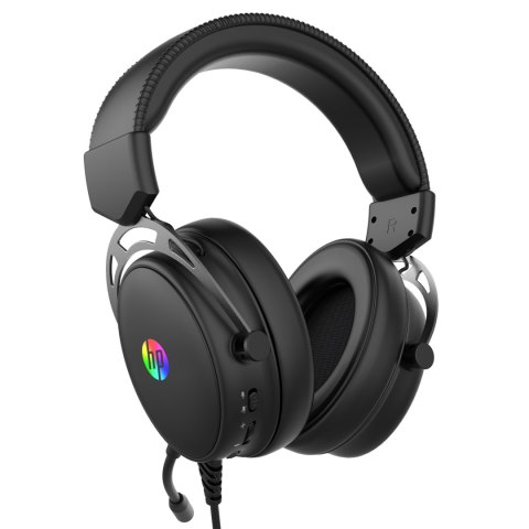 HP DHE-8005N słuchawki z mikrofonem, przewodowa, czarna, 2.0, podświetlona, 3.5 mm jack + USB