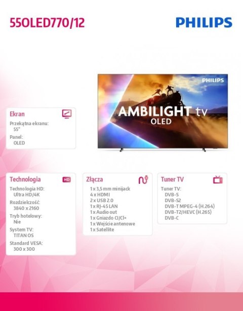 Telewizor OLED 55 cali 55OLED770/12